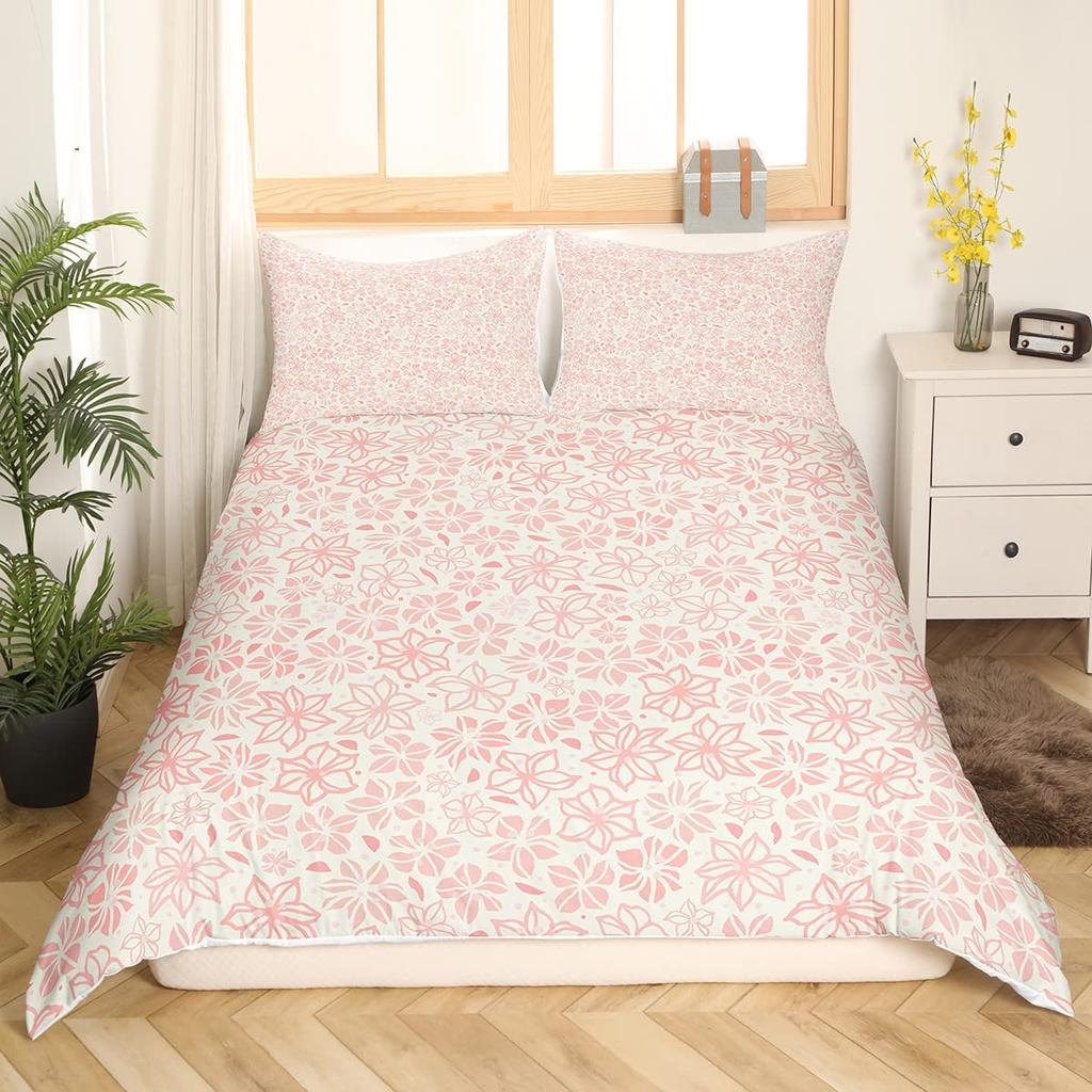 Vintage Blumen Bettbezug King Queen Retro Blumen Bettwäsche Set Boho Hippie Deckenbezug Groovy Blüte Polyester Steppdeckenbezug