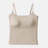 Women Summer Thin Cool Ice Silk Long Camisole Tank Top With Built In Chest Pad