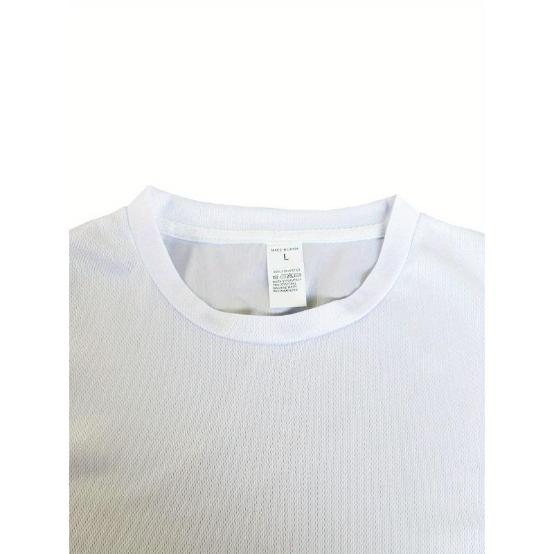 European Size Print Men'S Summer Casual T-Shirt Featuring a Letter Design, Round Neck, Short Sleeves, Regular Fit, Casual for Everyday Wear