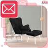 Vika Scandinavian Armchair with Footrest, Pouffe, Profiled, Family Meble, Black