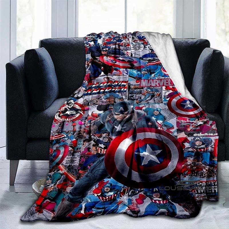 

Captain America Cartoon Blanket - Soft, warm, perfect for naps, sofas, offices, beds, and camping - a gift choice for all season 75x90cm