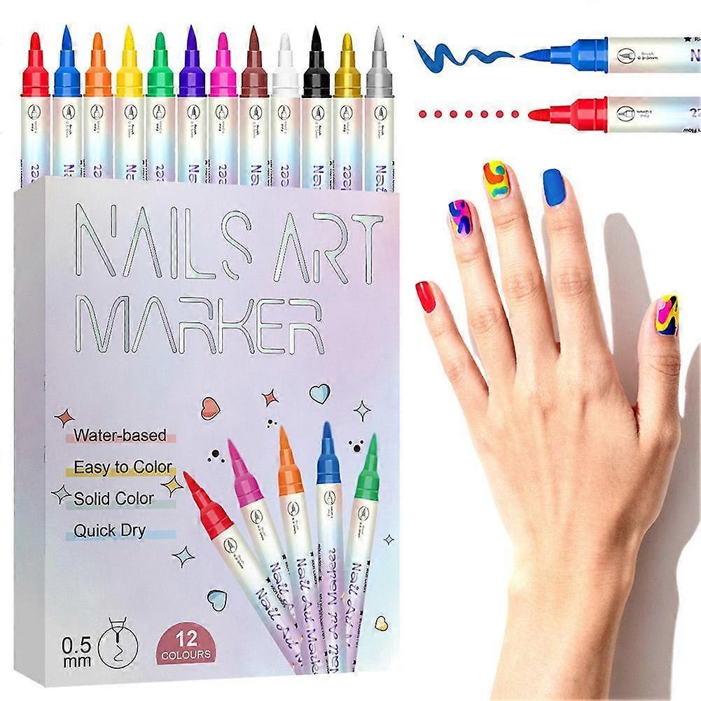 12 Colors Nail Art Pens Set Stylo Nail Art Graffiti Pen For Diy Nails Arts