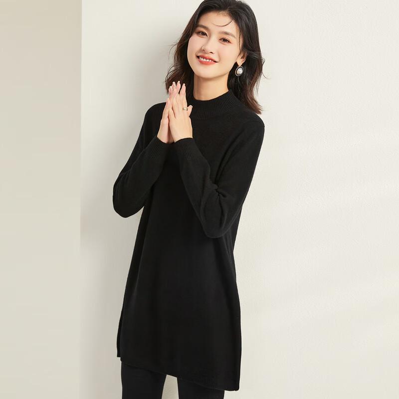 

Jinju Women s 100% Merino Wool Semi-High Collar Mid-Length Sweater XL
