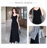 2025 Spring/Summer French Black Spaghetti Strap Slit Dress & Sun Protection Cardigan Set