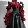 Vintage Csipke Patchwork Hosszú Ujjú Lolita Ing Női Magas Derék Középhosszú Laza Szoknyák Tavasz Ősz