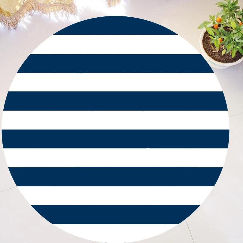 Compass Carpet Non-Slip Doormat Nautical Theme Floor Mat Round Area Rug for Bedroom Living Room Study Playing Room Decor