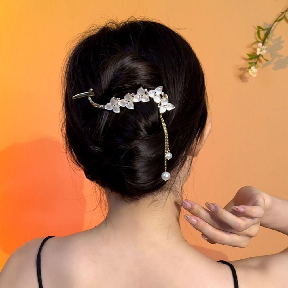 

Головной убор с кисточками и жемчугом в корейском стиле, шпилька с одним словом, женская заколка-зажим, аксессуары для волос