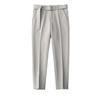 Men's Summer Ice Silk Straight Suit Trousers with Belt - Trendy and Mature Nine-Point Casual Pants
