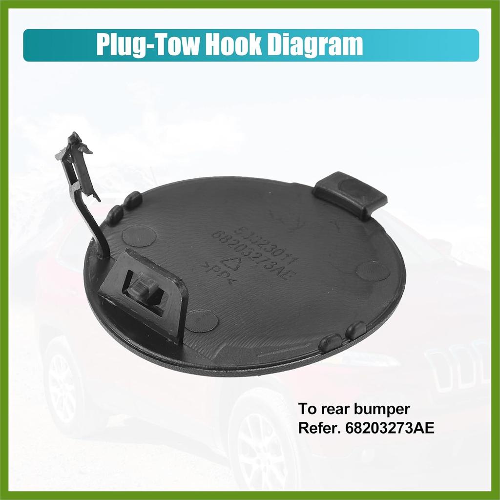Rear Bumper Tow Hook Cover for Jeep Cherokee 2014-2018 Rear Bumper Tow Hook Eye Cap 68203273AE Replace Parts Vehicle Components