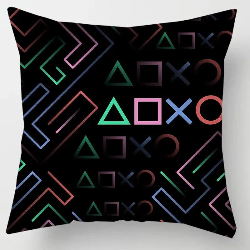 Heimdeko TV Spiel Fan Stil Quadratischer Kissenbezug Kissenbezug Anime Neues Design Gamer Griff Bedruckt 45x45 Geschenk für Kinder