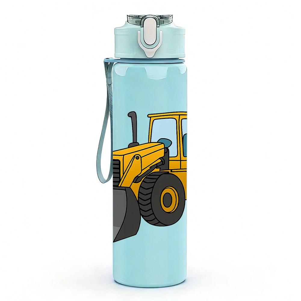 1PC Bulldozer Construction 750ml Color Plastic Sports Water Bottle Leakproof Flip Straw Lid Suitable for Sports Office Home Use