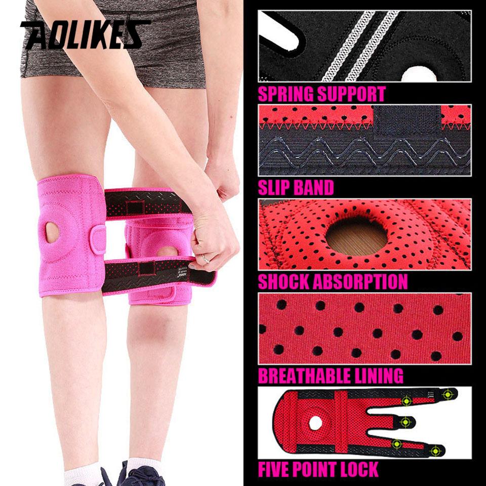 AOLIKES 1PCS New Knee Brace with Side Stabilizers - Adjustable Knee Support with Patella Gel Pad, Knee Wraps for Men & Women