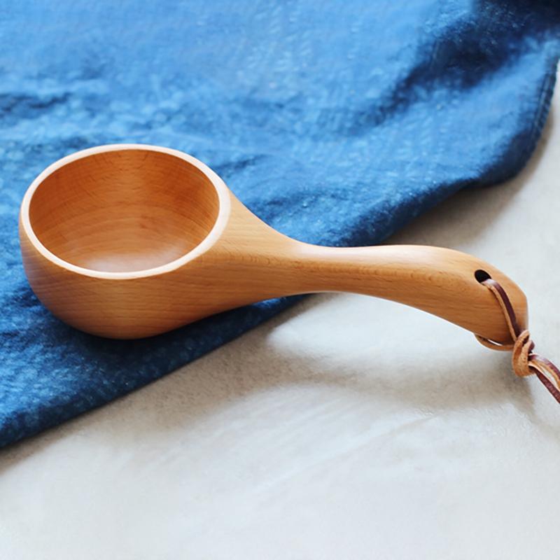 Wood Scoop Japanese-style Short Handle Rice Scoop Kitchen Water Scoop Wooden Spoon Bath Sauna Wooden Bucket Spoon
