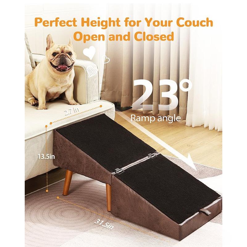 

2026 Wooden Dog Steps and Stool Adjustable Pet Ramp for Couch Split Design NonSlip Indoor Dog Stairs Stairs for Dogs Pet Ramp 80x34x6cm коричневый