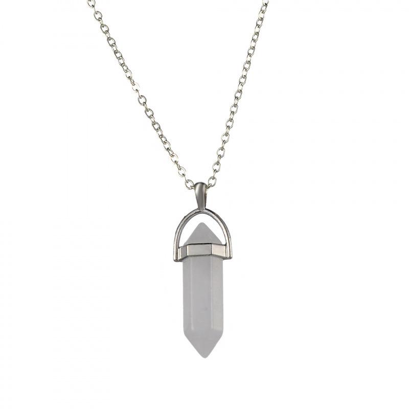 Elegant European & American Hexagonal Amethyst Crystal Necklace