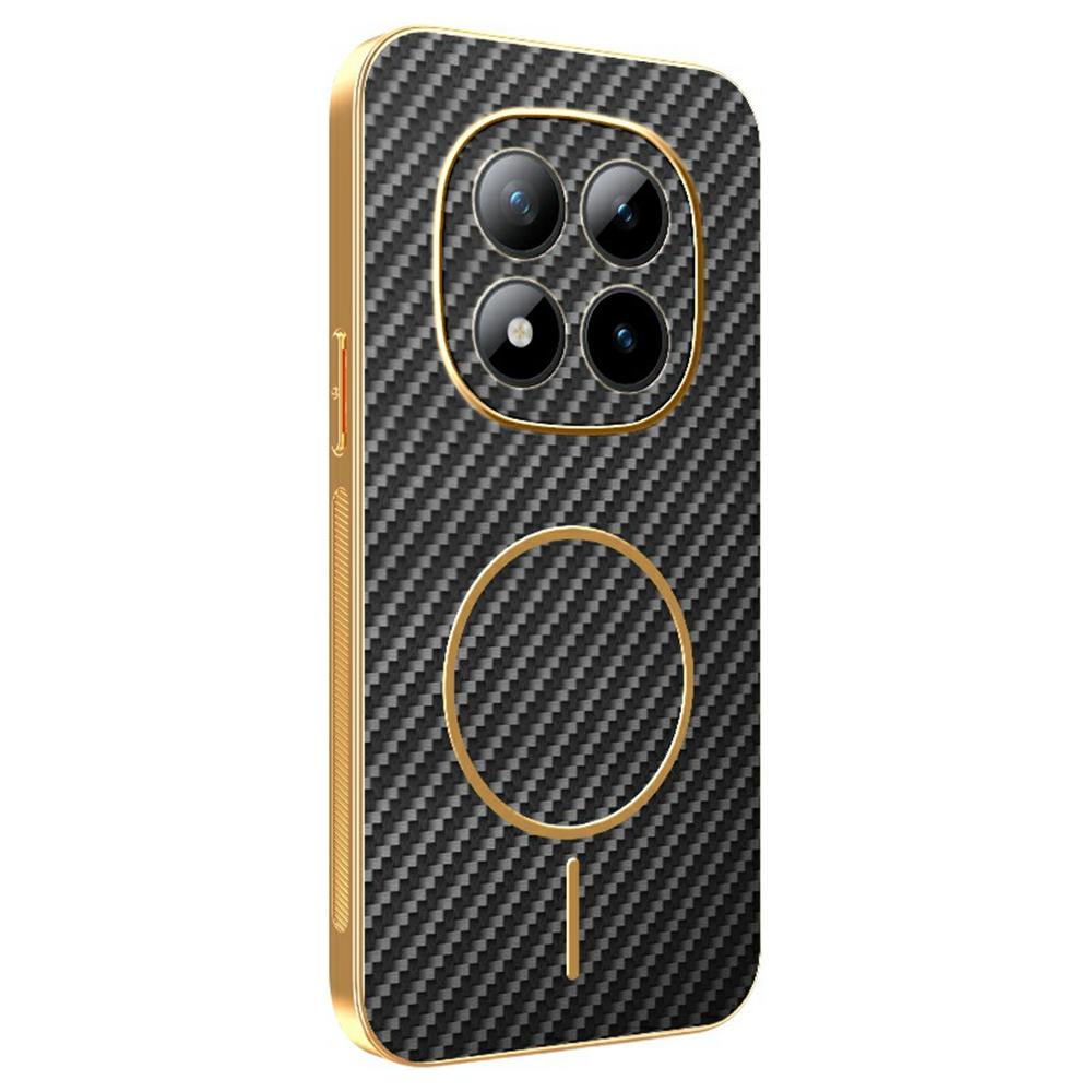 For Xiaomi Redmi Note 15 Pro+ 5G Phone Case Carbon Fiber Textured Electroplated TPU Back Cover