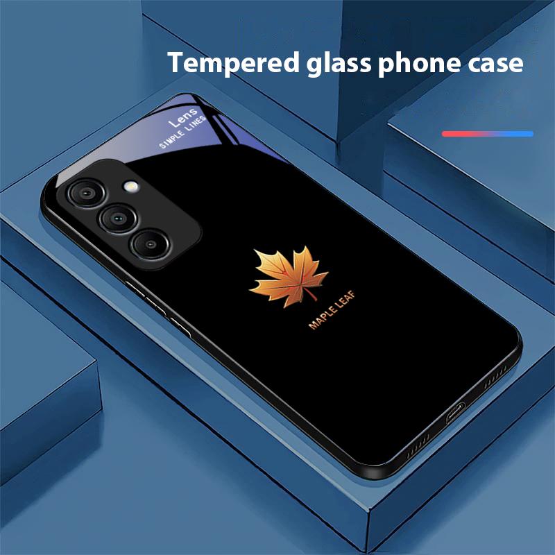 Ahornblattfarbe Für Samsung Galaxy A15 5G 54 4G 51 50 24 35 90 71 12 51 53 52S 80 22 34 Schwarze Handyhülle aus gehärtetem Glas