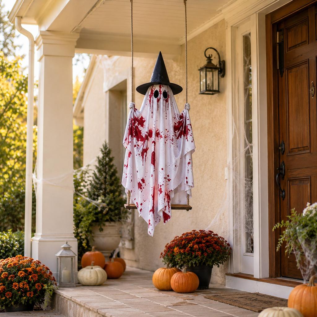 Halloween Swing Decoration - Glowing Cute Hanging Ornament for Outdoor Yard Garden Party Prop