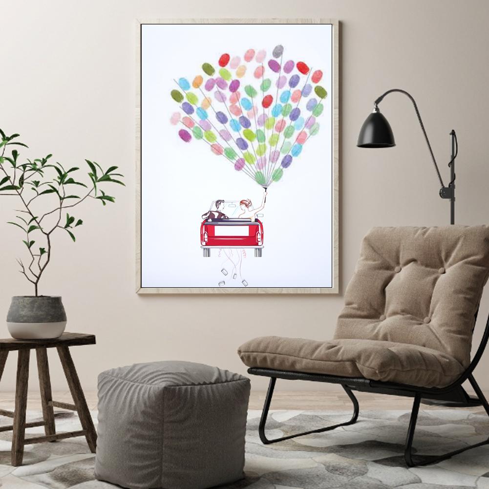 DIY Groom and Bride Wedding Car Pattern Fingerprint Guest Signature Guestbook Painting Wedding