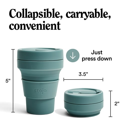 Stojo Pocket Cup 12oz/355ml Foldable My Cup/My Tumbler (EUCALYPTUS)