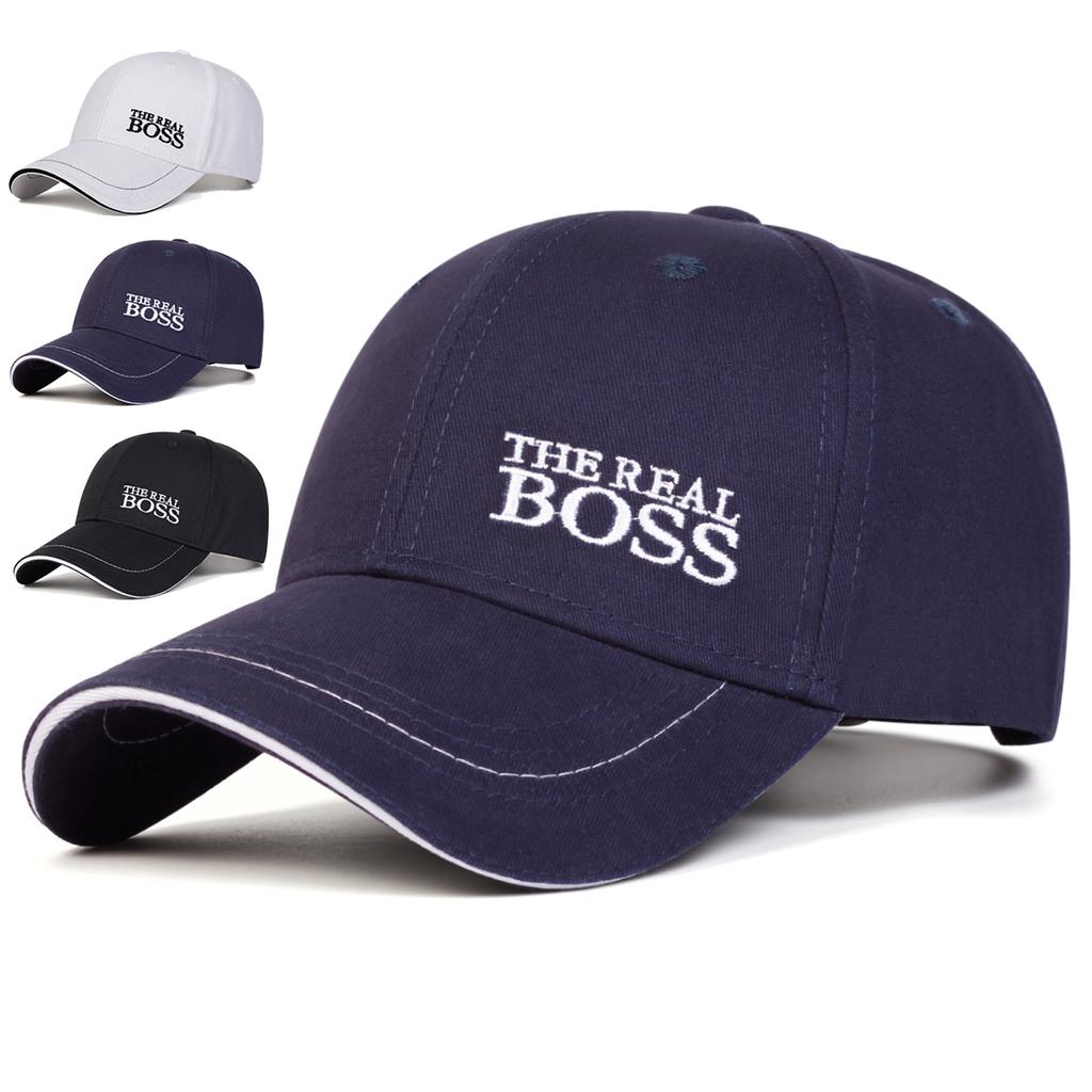 Unisex THE REAL BOSS Letter Embroidery Baseball Caps Outdoor Adjustable Spring and Autumn Casual Sunscreen Hat