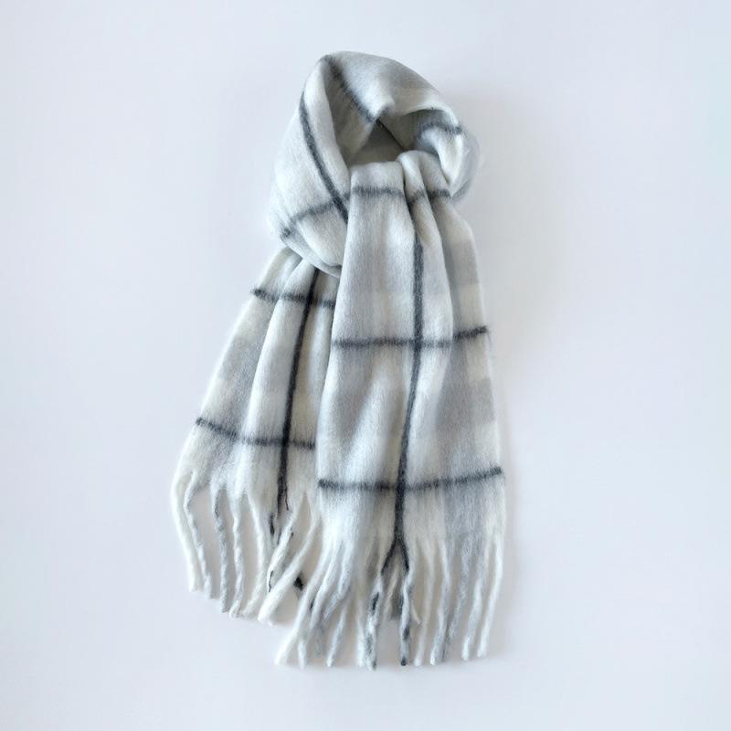 European and American mohair scarf winter thickened versatile shawl scarf wholesale fashion new plaid scarf women's winter