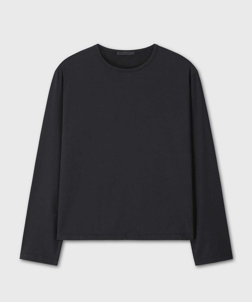 Beleun Regular Fit Cropped Cotton Long Sleeve (Black)