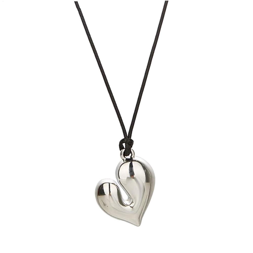 Sweater Chain Heart Fashion Irregular Metal Pendant Long Sweater Chain  Minimalist Black Leather Rope Love Pendant Necklaces