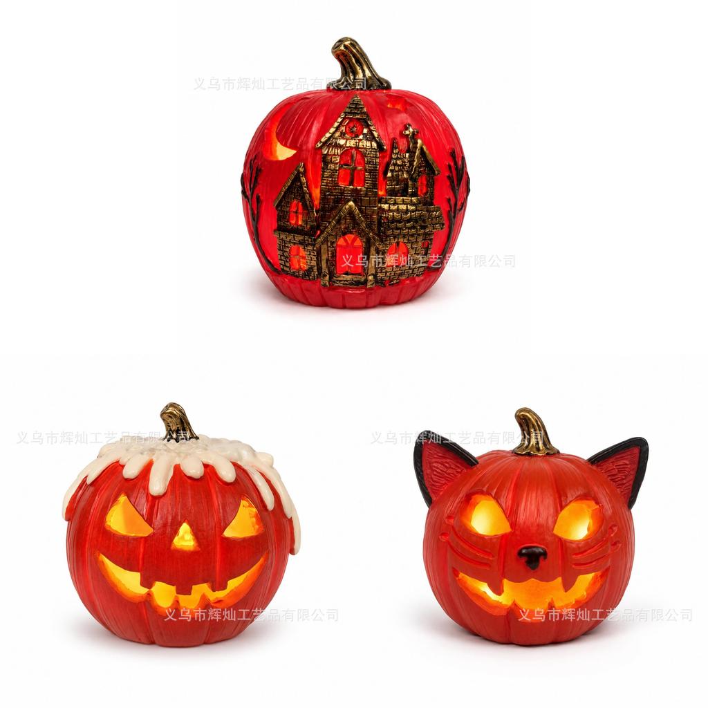 Lanterna a Zucca in Resina per Halloween Decorazione Esterna per Cortile con Luce LED per Celebrazioni Festive