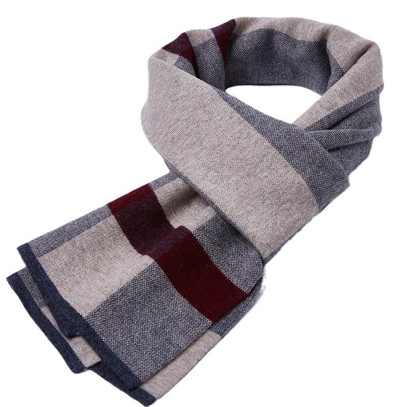 Gentlemen 100% Pure Wool Scarf For Men Birthday Gift Winter Warm Scarf 180*30Cm
