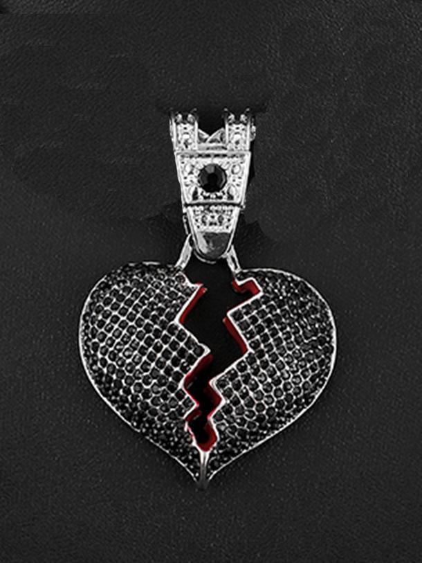 Street Hip-hop Style, Broken Personality, Cracked Heart Pendant, Hanging Chain, HIPHOP15mm Watch Buckle, Cuban Necklace