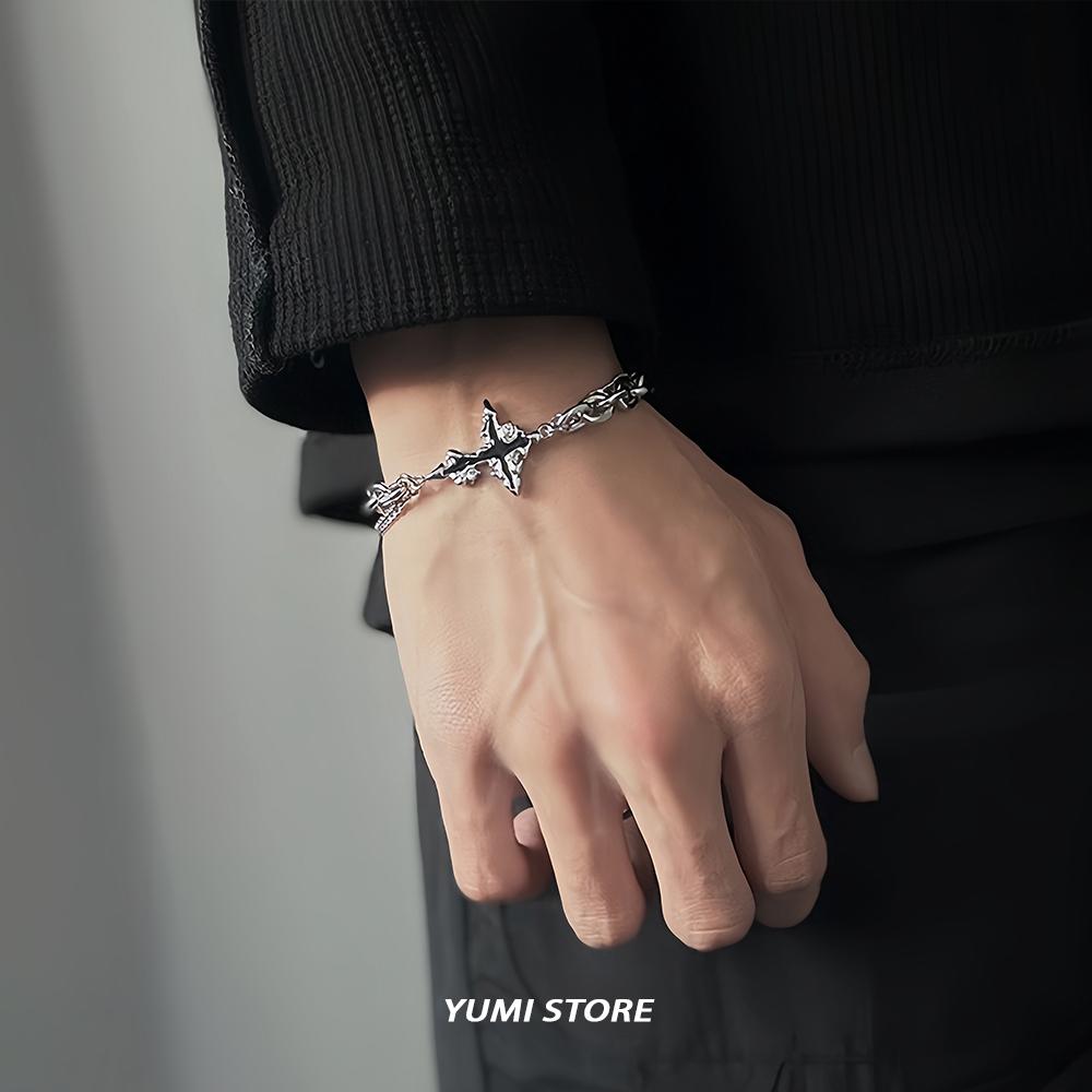 Hip Hop Zircon Dark Cross Bracelet For Man Woman Non Fading Titanium Steel Luxury Unisex Couple Bracelet Jewelry Cool Gift