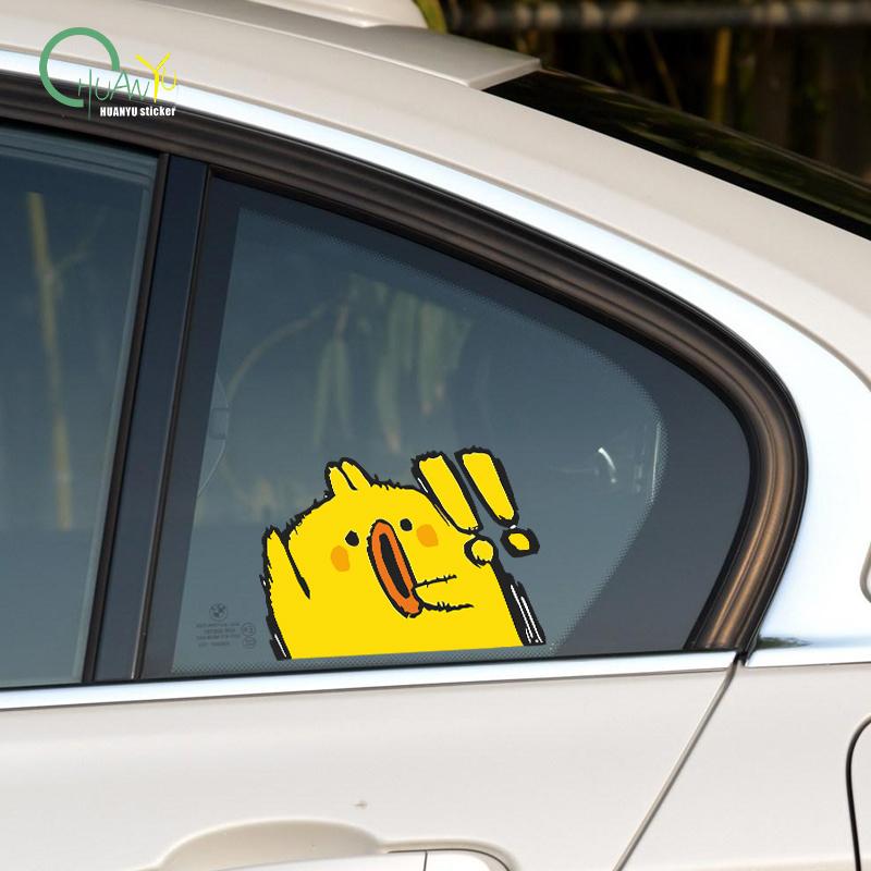 Reflective car sticker; surprised chick car motorcycle electric bike decoration helmet box trunk waterproof sticker;