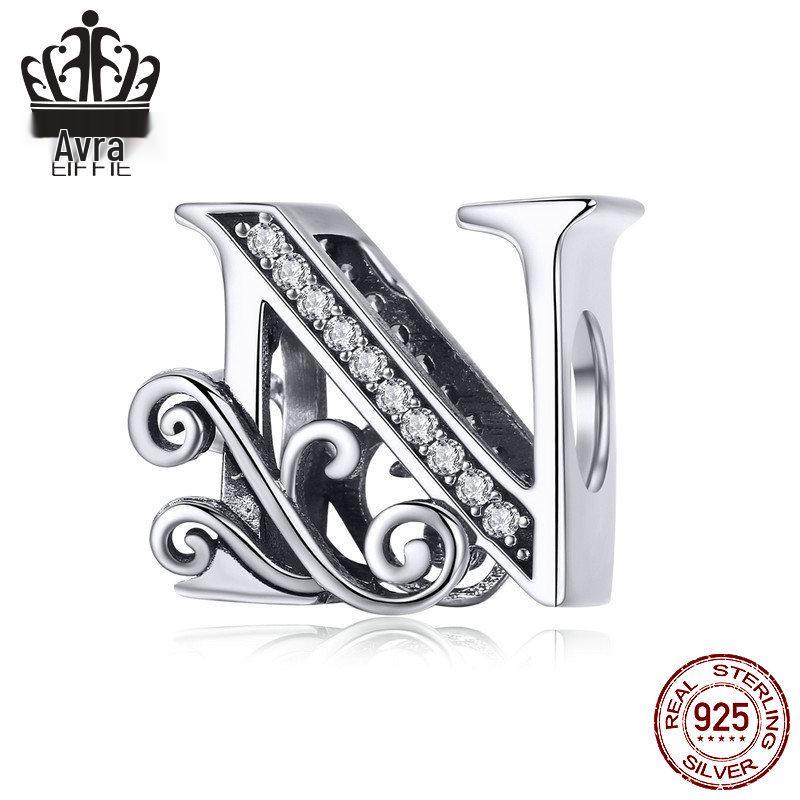 Avle 925 Sterling Silver English Letter Beaded Bracelet Beads