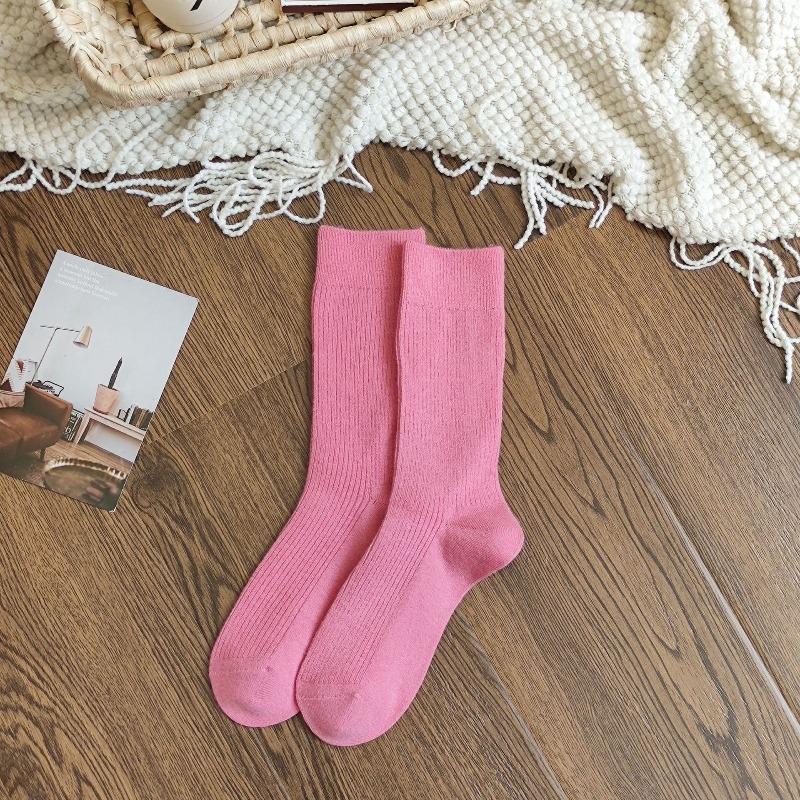 

Оптовая продажа носков Acheng Family, 6% шерсти, женские утолщенные и теплые осенне-зимние носки до середины икры из кашемира двойной вязки в стиле Инс 1 pair розовый