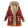 Winter Hoodie Fleece Women's Warm Printed Coat for Europe America, New Leisure Style Cotton Linen Sweatshirt