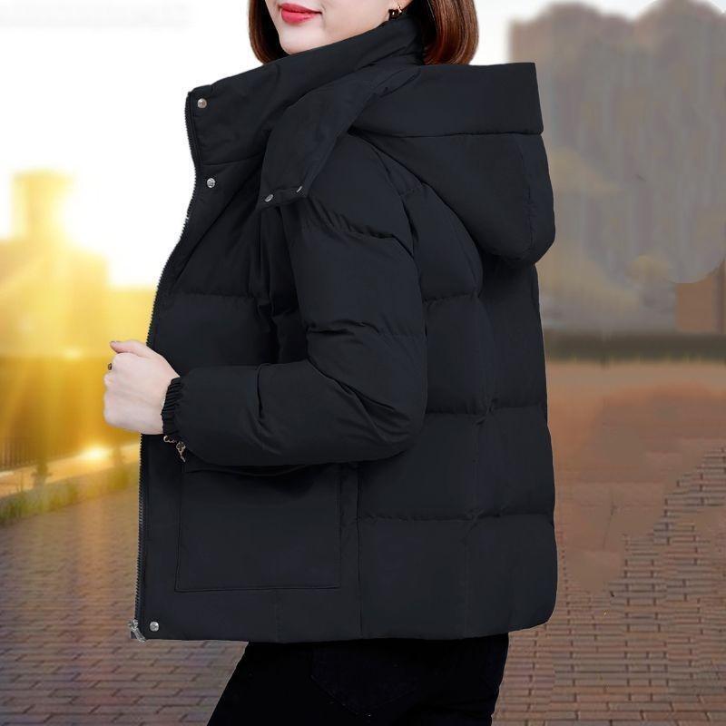 Down Padded Jacket Women's Short Style Autumn and Winter Thickened Warm Fashion Western Style Hooded Padded Jacket