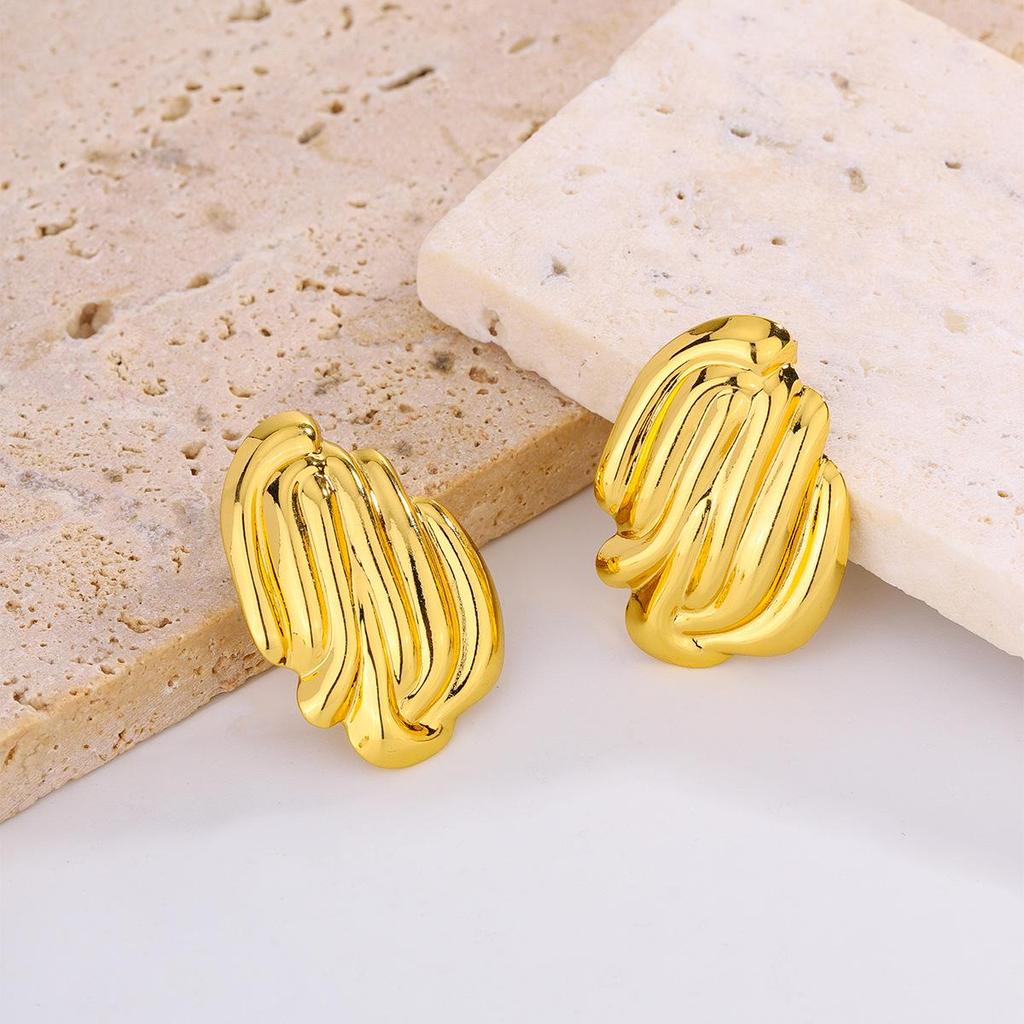 18K Gold Plated Titanium Steel Earrings with Butterfly, Flower, and Bowknot Designs