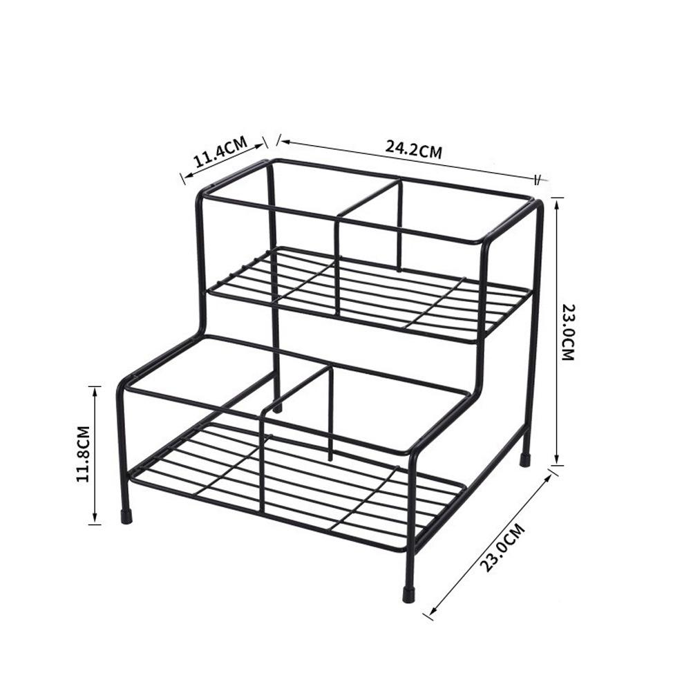 Black Coffee Syrup Rack Metal Kitchen Storage Shelves  for Cabinet Cafe Countertop