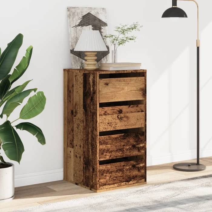 VidaXL Commode d'angle vieux bois 40x41x76 cm bois d'ingénierie, commode à tiroirs, classeur, armoire à tiroirs, armoire de 852868