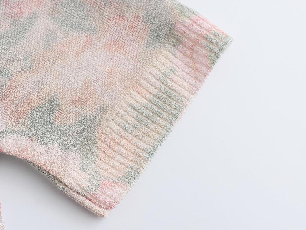 2025 Spring Women's European & American Style Floral Knit Top