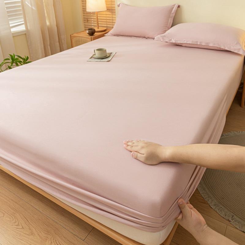Solid Color Brushed Bed Sheet Summer All-inclusive Mattress Protective Cover Bedspread Pillowcase Dust Cover Three-piece Set