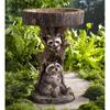 Garden Decor: Little Raccoon Resin Figurine with Bird Ornament