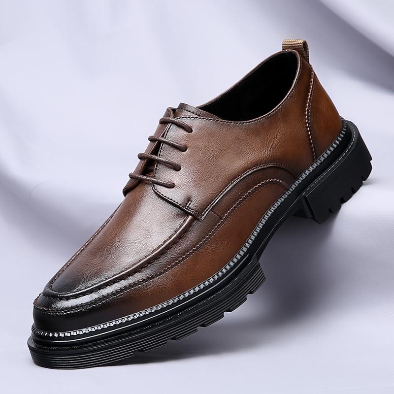 

Мужские туфли из кожи с острым носком в стиле джентльмена, черные туфли для вечеринок, свадеб, отдыха на природе, деловых прогулок 44 коричневый
