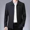 Men Coat Smooth Zipper Lapel Collar Solid Color Middle-aged Men Casual Jackets for Cold Weather