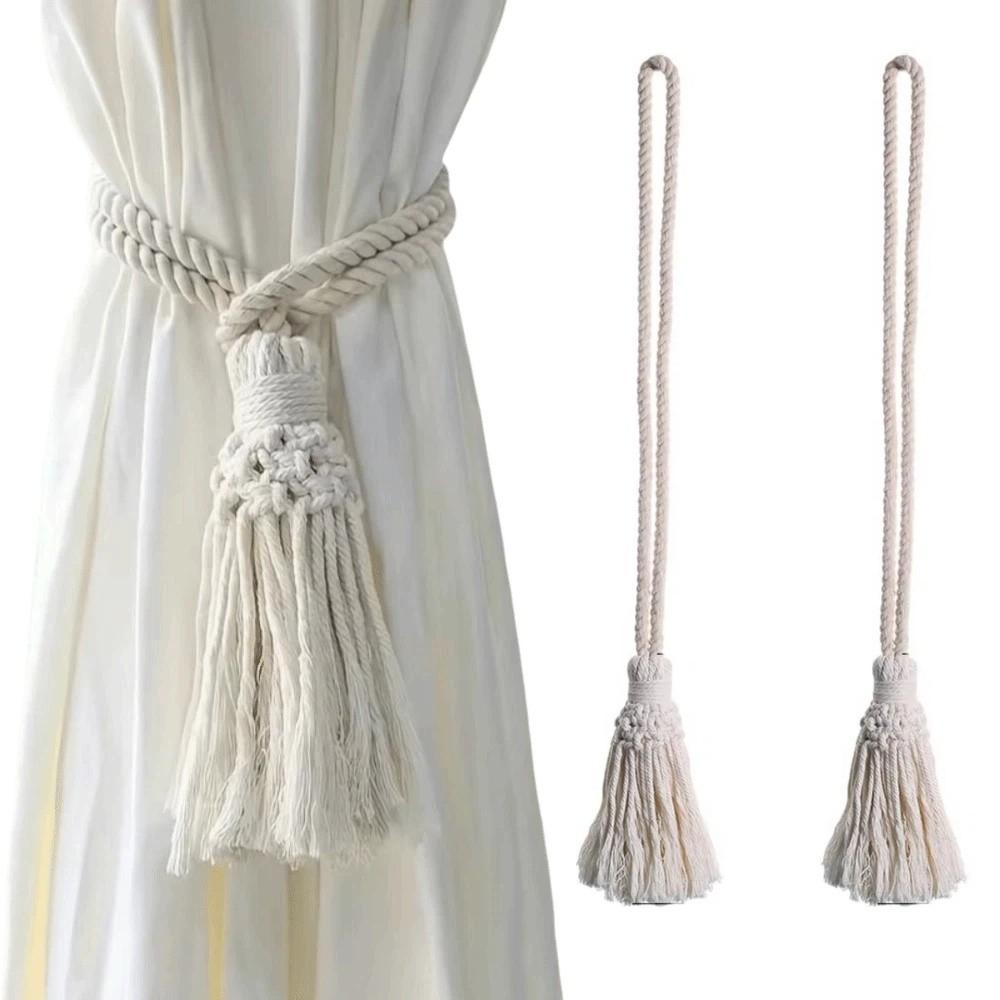 2 Stück Boho-Stil Makramee Gardinen-Raffhalter Minimalistische Boho-Gardinen-Raffhalter Heimdekoration