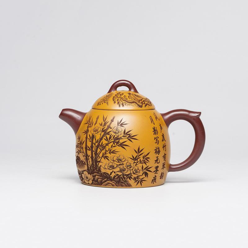Handmade Yixing Zisha Dragon Blood Sand Teapot by Master Qin Quan