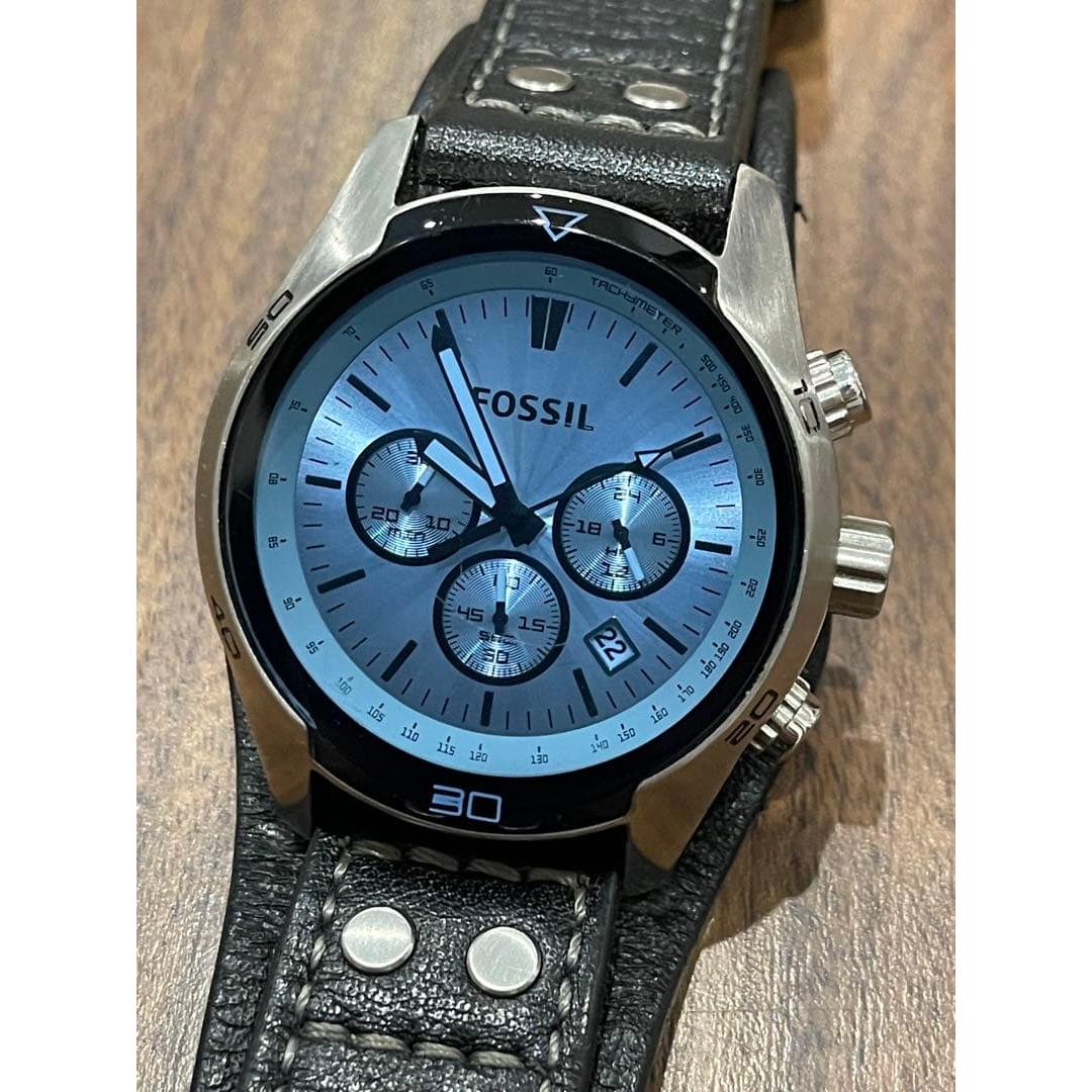 Used FOSSIL Chronograph Men s Watch Leather Strap