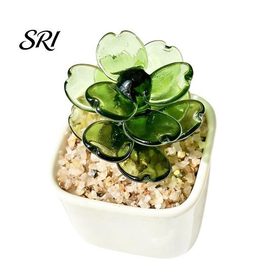 Small Desktop Ornament Mini Glass Planter Ornaments Exquisite Craftsmanship Bright Colorful Handmade Office Desk Decoration Texture for Bedroom Living