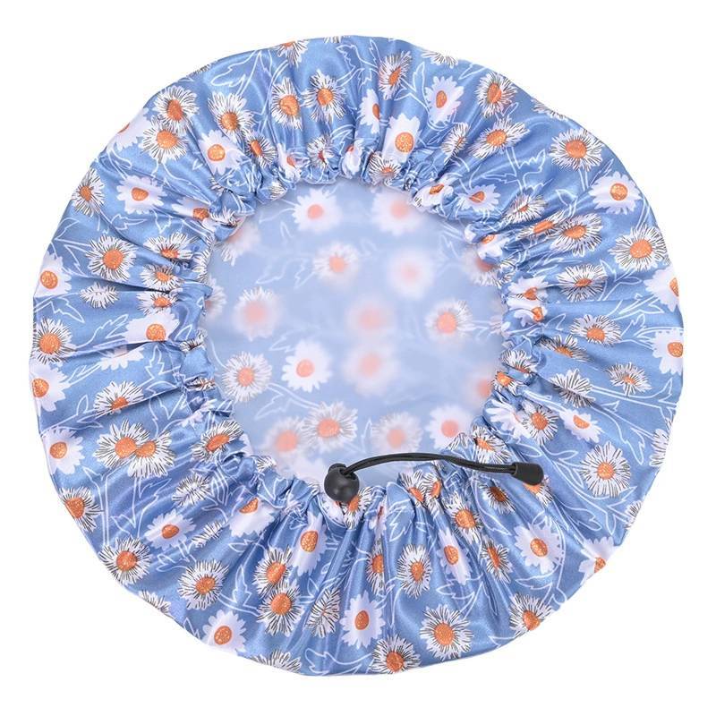 

Cap Large Shower With Adjustable Drawstring Design Reusable And Print Daisy Blue Daisy